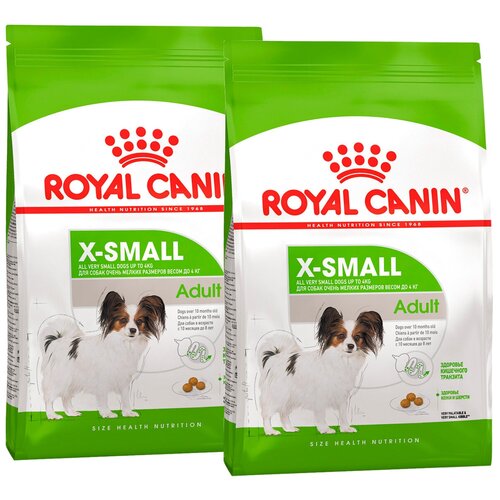 фотография ROYAL CANIN X-SMALL ADULT для взрослых собак маленьких пород (0,5 + 0,5 кг), купить за 1088р