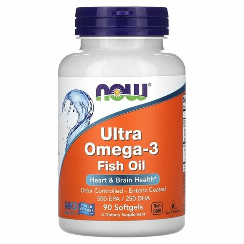 NOW Ultra Omega-3 500 EPA/250 DHA 90 рыбных капсул фото