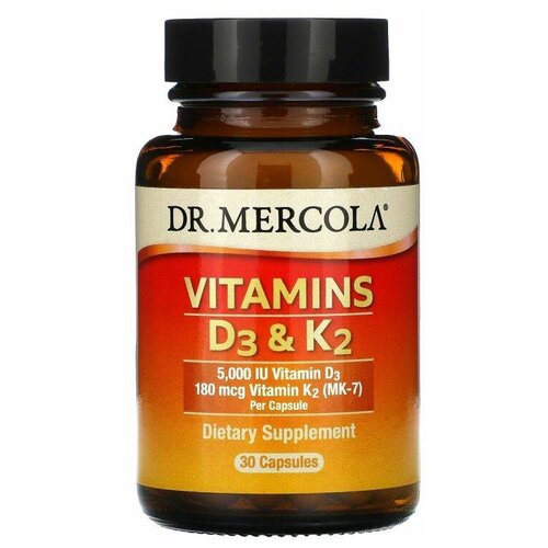 Капсулы Dr. Mercola Vitamins D3 & K2, 110 г, 30 шт. фото