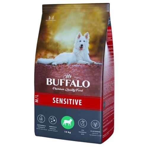 фотография Mr.Buffalo Sensitive (Баффало) 1шт -14кг с ягненком чувст. пищев. сухой для собак средних и крупных пород, купить за 7156р