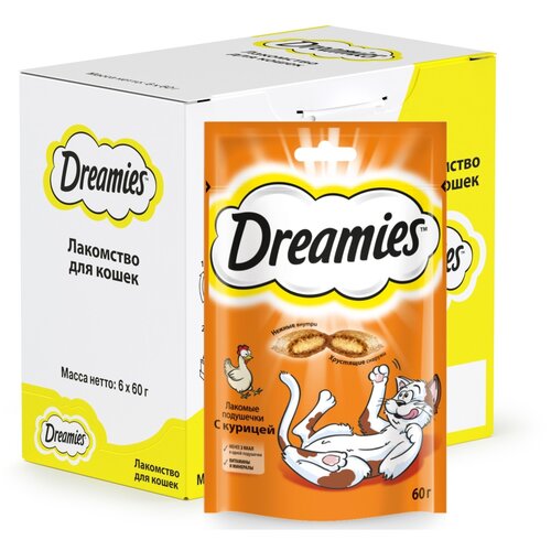 Лакомство для кошек  Dreamies Лакомство для кошек Dreamies подушечки, 360 г (шоу бокс) птица фото