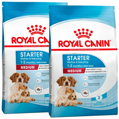 фотография ROYAL CANIN MEDIUM STARTER для щенков средних пород до 2 месяцев, беременных и кормящих сук (12 + 12 кг), купить за 17762р