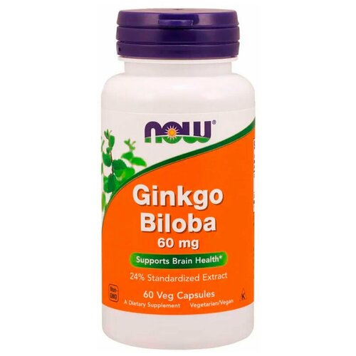 NOW Foods Ginkgo Biloba 60 мг. (60 капс.) фото