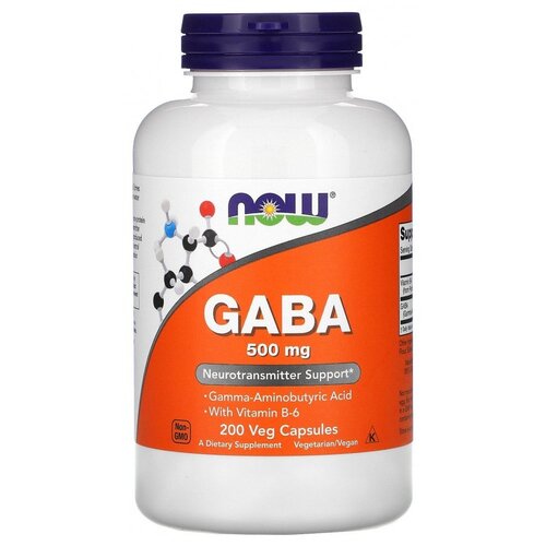 NOW GABA with Vitamin B-6 (ГАМК с витамином В6) 500 mg 200 caps фото