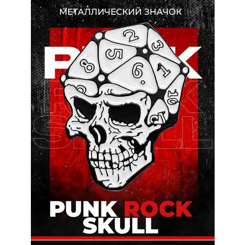 Металлический значок на рюкзак Punk Rock Skull D20 Cube фото