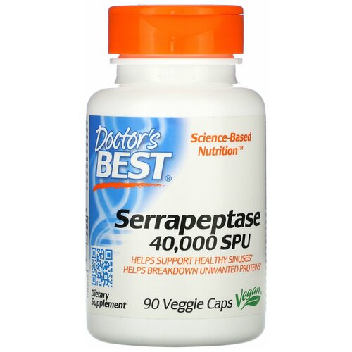 фотография Капсулы Doctor's Best Serrapeptase 40 000 SPU вег., 120 г, 90 шт., купить за 4200р