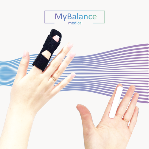 Ортез-фиксатор MyBalance для пальца руки с металлической пластиной, черный, размер L/XL фото