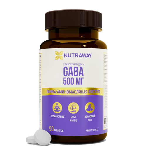 Биологически активная добавка к пище GABA /габа 500mg NUTRAWAY 90 таблеток фото