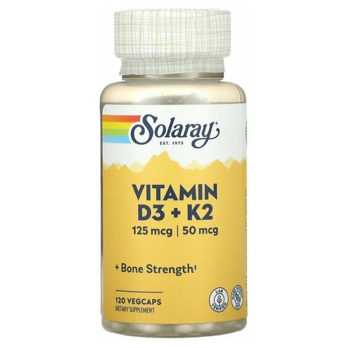 Капсулы Solaray Vitamin D3 + K2, 130 г, 120 шт. фото