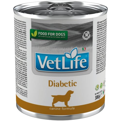 фотография Влажный корм для собак Farmina Vet Life Dog Diabetic при сахарном диабете 1 уп. х 6 шт. х 300 г, купить за 1945р