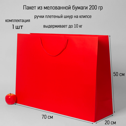 Пакет подарочный большой 70х50х20 красный, бумажный (1шт) фото