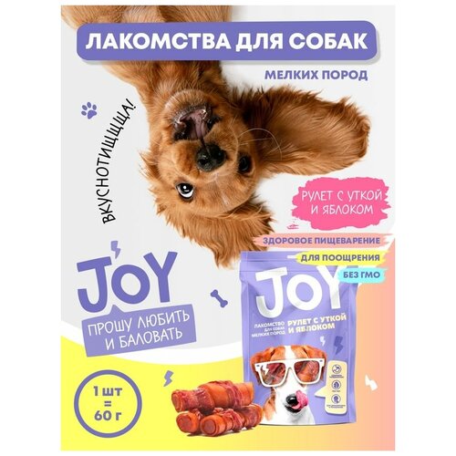 Лакомство для собак мелких пород Рулет с уткой и яблоком JOY 60 г Набор 1 шт фото