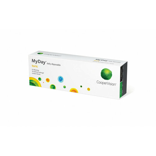 Контактные линзы CooperVision MyDay daily disposable toric, 30 шт., R 8,6, D -5,5, CYL: -2,25, AХ: 160, прозрачный, 1 уп. фото