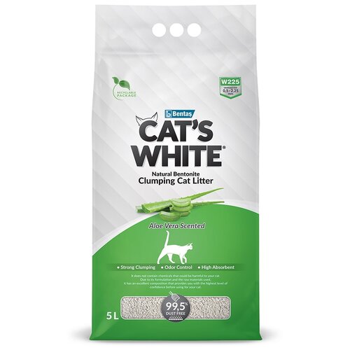 фотография Комкующийся наполнитель Cat's White Aloe Vera, 5л, 1 шт., купить за 555р