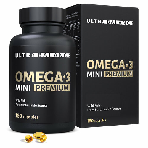 Омега 3 мини, рыбий жир, витамины Omega 3 UltraBalance 180 капсул фото