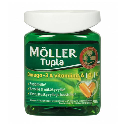 Moller Tupla Omega-3 капсулы с рыбьим жиром и витаминами. Рыбий жир мeллер капсулы , 100 шт. Норвегия фото