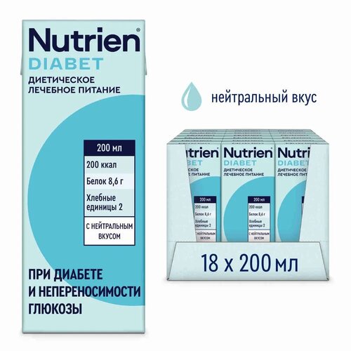 Nutrien Диабет стерилизованный, готовое к употреблению, 200 мл, нейтральный, 18 шт. фото