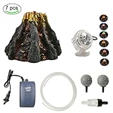 foto Yuxier Acquario Vulcano Ornamento Kit con 7 Colori LED Spotlight Aria Ossigeno Pompa aeratore Pietra per Fish Tank Decorazioni, miglior prezzo EUR 33,50, bestseller 2024