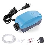 Photo HITOP Dual Outlets Aquarium Air Pump, Whisper Adjustable Fish Tank Aerator, Quiet Oxygen Pump with Accessories for 20 to 100 Gallon (2 outlets - Blue), best price $14.99, bestseller 2025