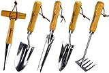 Photo Gardtech Garden Tool Set, 5 Pcs Gardening Tool Set with Weeder Puller, Dibber, Transplanter, Big Trowel, 5-Claw Cultivator - Wooden Handle Heavy Duty Stainless Steel Gardening Hand Tools, best price $34.99, bestseller 2025