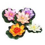 Foto Beaupretty 5 Pcs Künstliche Wasser Lilie Simulation Lebensechte Kunststoff Bunte Lotus Blume mit Green Leaf Pad Wasser Schwimm Ornament für Teich Aquarium Pool Decor, bester Preis 8,22 €, Bestseller 2024