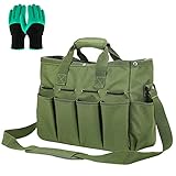 Foto AKOFIC Bolsa de Jardín Herramienta, Bolsa de Almacenamiento Organizador de Herramientas de Mano con Bolsillos y Correa de Hombro Ajustable Oxford Reutilizable para Jardinería Hogar Regalos, Verde, mejor precio 18,99 €, éxito de ventas 2025