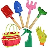 Foto AGAKY Herramientas de Jardín para Niños, Kit Jardineria Niños 7 Piezas con Bolsa de Herramientas, Regadera, Paleta de Mano, Pala de Mano, Rastrillo de Mano, Tenedor de malezas, Guantes Jardinería, mejor precio 19,99 €, éxito de ventas 2025