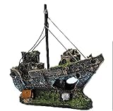 Foto TMEOG Ornamente für Aquarien, Aquarium Deko Ornament Aqua Ornaments Ornament Dekoration Fuer Fisch Tank Kunststoff Boot Zubehör Dekor (15 x 5 x 13 cm, Mehrfarbig), bester Preis 11,99 €, Bestseller 2024