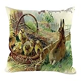 Foto Zierkissenhülle, Ostern Kissenhülle, 45x45cm, Leinen Kissenbezug Mit Hasen Muster Zierkissenbezug Sofakissenbezug Ostern Deko für Couch Sofa Lounge Zierkissen - Dekoration zum Wohlfühlen, bester Preis 6,75 €, Bestseller 2024