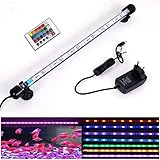 Foto VARMHUS 18-92cm LED Aquarium-Licht Unterwasser BeleuchtungAufsatzleuchte IP68 Abdeckung Wasserdicht LED Lampe Stecker EU für Fisch Tank mit Fernbedienung RGB Farbwechsel (1.8 * 37cm, RGB), bester Preis 17,99 € (179,90 € / kg), Bestseller 2024