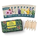 Photo 100% Edible Flower Seeds for Planting - Certified Organic Seeds - 9 Flower Garden Non GMO Plant Seed Packets & Plant Markers - Lavender, Echinacea, Calendula, Borage, Wildflower, Chamomile, Thai Basil, best price $27.77 ($3.09 / Count), bestseller 2024