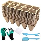 Photo ARLBA 12 Pack Seed Starter Tray Kit, Peat Pots for Seedlings, 120 Cell Organic Biodegradable Plant Starter Trays for Vegetable & Flower, Indoor/Outdoor, with 12Plastic Plant Labels,& Garden Tools Kit, best price $11.77, bestseller 2024