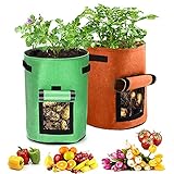 Foto Yisscen 2pcs Bolsas de Cultivo de Papa, 10 Galones Bolsas de Fieltro para Plantas, Maceta de Cultivo de Patatas, Respirable Bolsa de Cultivo con Asas, para Zanahoria, Tomate, Cebolla(Naranja + Verde), mejor precio 14,98 €, éxito de ventas 2025