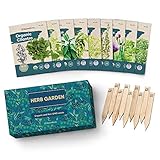 Photo 9 Herb Garden Seeds for Planting - USDA Certified Organic Herb Seed Packets - Non GMO Heirloom Seeds - Plant Markers & Gift Box - Tulsi Holy Basil, Cilantro, Mint, Dill, Sage, Arugula, Thyme, Chives, best price $14.77 ($1.64 / Count), bestseller 2024