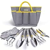 Photo Jardineer Garden Tools Set, 8PCS Heavy Duty Garden Tool Kit with Outdoor Hand Tools, Garden Gloves and Storage Tote Bag, Gardening Tools Gifts for Women and Men, best price $28.99, bestseller 2025