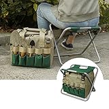 Foto Amusingtao Taburete plegable de jardín con bolsa de herramientas para el jardín, plegable, con varios bolsillos, organizador de herramientas de jardín, asiento de jardín, taburete de jardín, mejor precio 29,99 €, éxito de ventas 2024