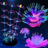 Photo HIKTQIW 4 Pack Silicone Glowing Fish Tank Decorations Plants with Simulation Glowing Sucker Coral Sea Anemone Coral Fluorescence Lotus Leaf Coral for Aquarium Fish Tank Glow Ornaments, best price $17.99, bestseller 2024