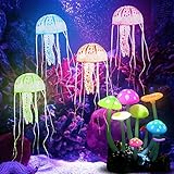 Foto KBNIAN 4 pcs Medusa Pecera + 1 pcs Hongos Artificiales Medusas Artificiales de Silicona Peceras Adornadas Planta Artificial de Acuario Medusas Flotantes y Hongos Luminosos para Decorar Pecera Acuario, mejor precio 14,49 €, éxito de ventas 2025