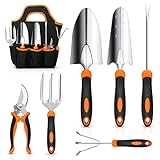 Photo CHRYZTAL Garden Tool Set, Stainless Steel Heavy Duty Gardening Tool Set, with Non-Slip Rubber Grip, Storage Tote Bag, Outdoor Hand Tools, Ideal Garden Tool Kit Gifts for Women and Men, best price $29.98, bestseller 2024