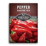 Photo Survival Garden Seeds - Marconi Red Pepper Seed for Planting - Packet with Instructions to Plant and Grow Long Sweet Italian Peppers in Your Home Vegetable Garden - Non-GMO Heirloom Variety, best price $4.99, bestseller 2024