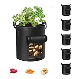Photo Cavisoo 5-Pack 10 Gallon Potato Grow Bags, Garden Planting Bag with Durable Handle, Thickened Nonwoven Fabric Pots for Tomato, Vegetable and Fruits, best price $26.99, bestseller 2024