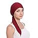 Lazzboy Unisex Bambus Bandana Fur Haarverlust Krebs Chemo Frauen Indien Perlen Muslim Stretch Turban Hut Baumwolle Haar Schwanz Kopftuch Wrap(Wein) neu 2024