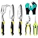 Garden Tools Set - 6 Piece Cast-Aluminum Heavy Duty Gardening Hand Tool Kit Includes Hand Trowel, Hand Rake, Transplanter, Pruner, Pruning Shears, Gardening Gloves with Sturdy Handles, Garden Gifts new 2024