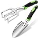 Gardening Tools Set, Garden Hand Shovel Garden Trowel Cultivator Rake with Rubberized Anti-Slip Handle Aluminum Alloy Planting Tools for Gardening, Transplanting, Weeding, Moving and Digging (Green) new 2024