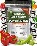 Photo 10 Sweet and Hot Pepper Seeds for Gardening Indoors & Outdoors - Non GMO Heirloom Pepper Seeds Variety Pack - Cayenne, Anaheim, California Bell & More, best price $11.30 ($1.13 / Count), bestseller 2024