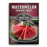 Photo Survival Garden Seeds - Crimson Sweet Watermelon Seed for Planting - Packet with Instructions to Plant and Grow Large Delicious Watermelons in Your Home Vegetable Garden - Non-GMO Heirloom Variety, best price $4.99, bestseller 2024