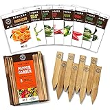 Photo Pepper Seeds for Garden Planting - 8 Non-GMO Heirloom Pepper Seed Packets, Wood Gift Box & Plant Markers, DIY Home Gardening Gifts for Plant Lovers, best price $19.90, bestseller 2024