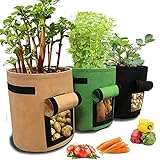 Photo 3 Pcs 10 Gallon Potato Grow Bags, Vegetables Planter Bags Growing Container for Potato Cultivation Grow Bags, Breathable Nonwoven Fabric Cloth,Easy to Harvest(10 Gallon), best price $19.99, bestseller 2024