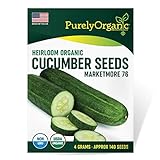 Photo Purely Organic Heirloom Cucumber Seeds (Marketmore 76) - Approx 140 Seeds - Certified Organic, Non-GMO, Open Pollinated, Heirloom, USA Origin, best price $4.49, bestseller 2024