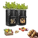 Photo HomeFoundry 10 Gallon Potato Grow Bags – 2 Pack Portable Aeration Fabric with Hook & Loop Window Garden Planting Bags for Vegetables-Carrots-Onion & Tomato’s, best price $8.99, bestseller 2024